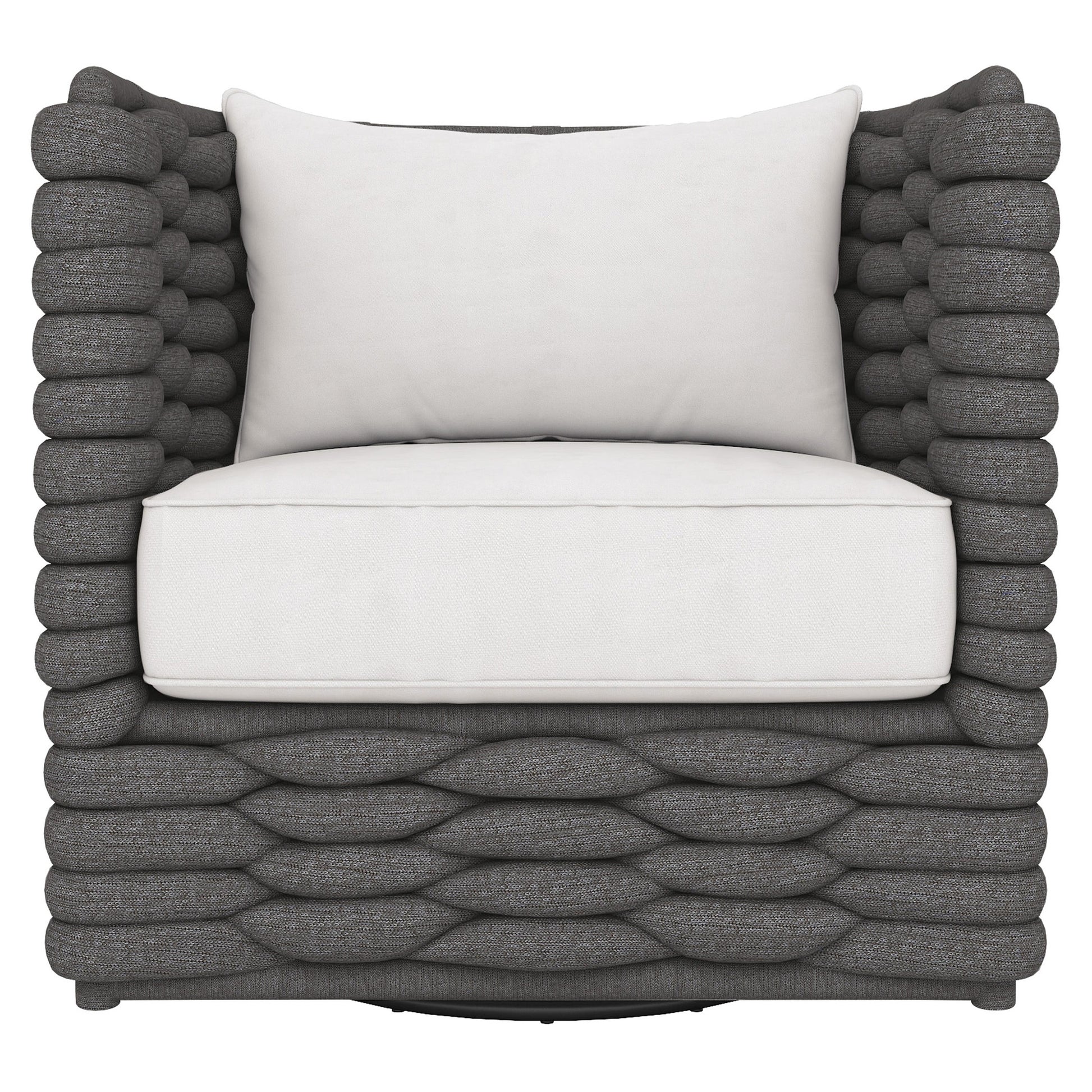 Wailea Cadet Grey/White/Cream Outdoor Swivel Chair - Ornate Home