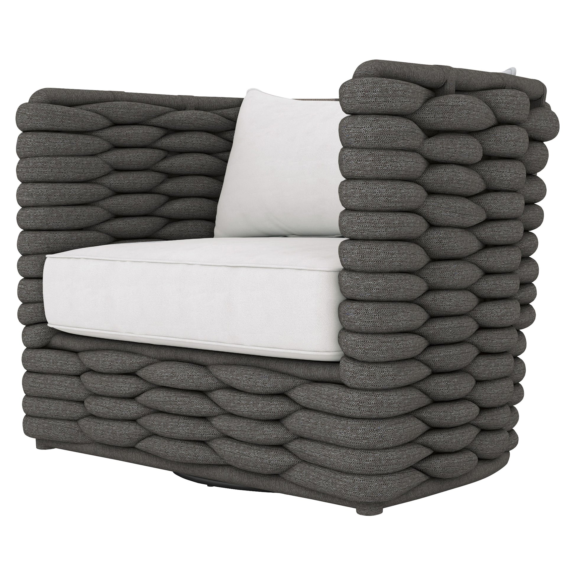 Wailea Cadet Grey/White/Cream Outdoor Swivel Chair - Ornate Home