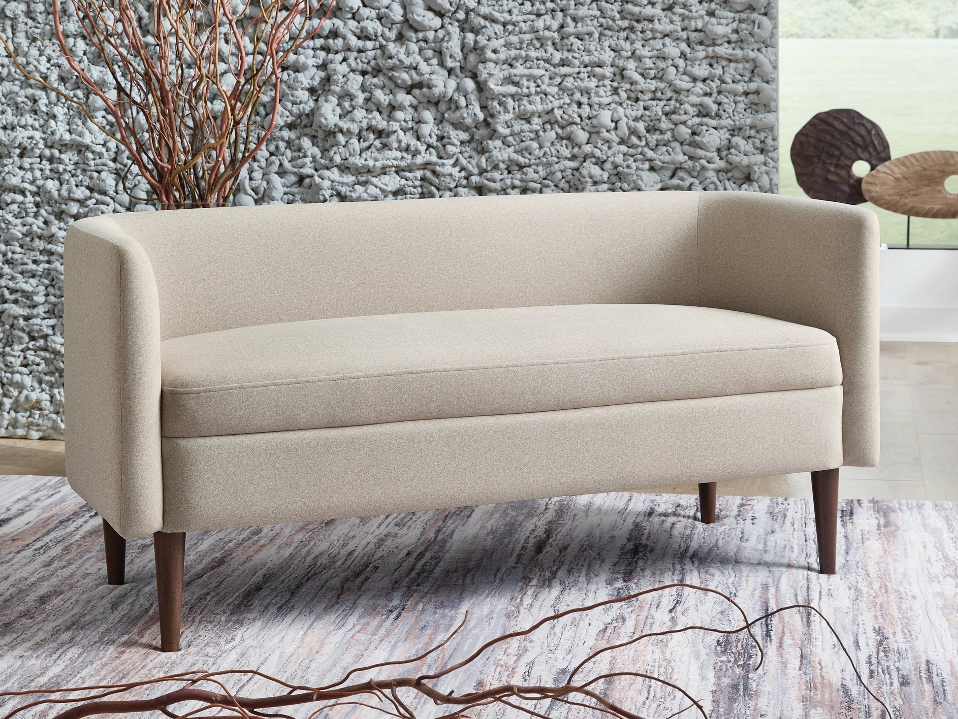 Wainner Beige Accent Bench- Viva Furn