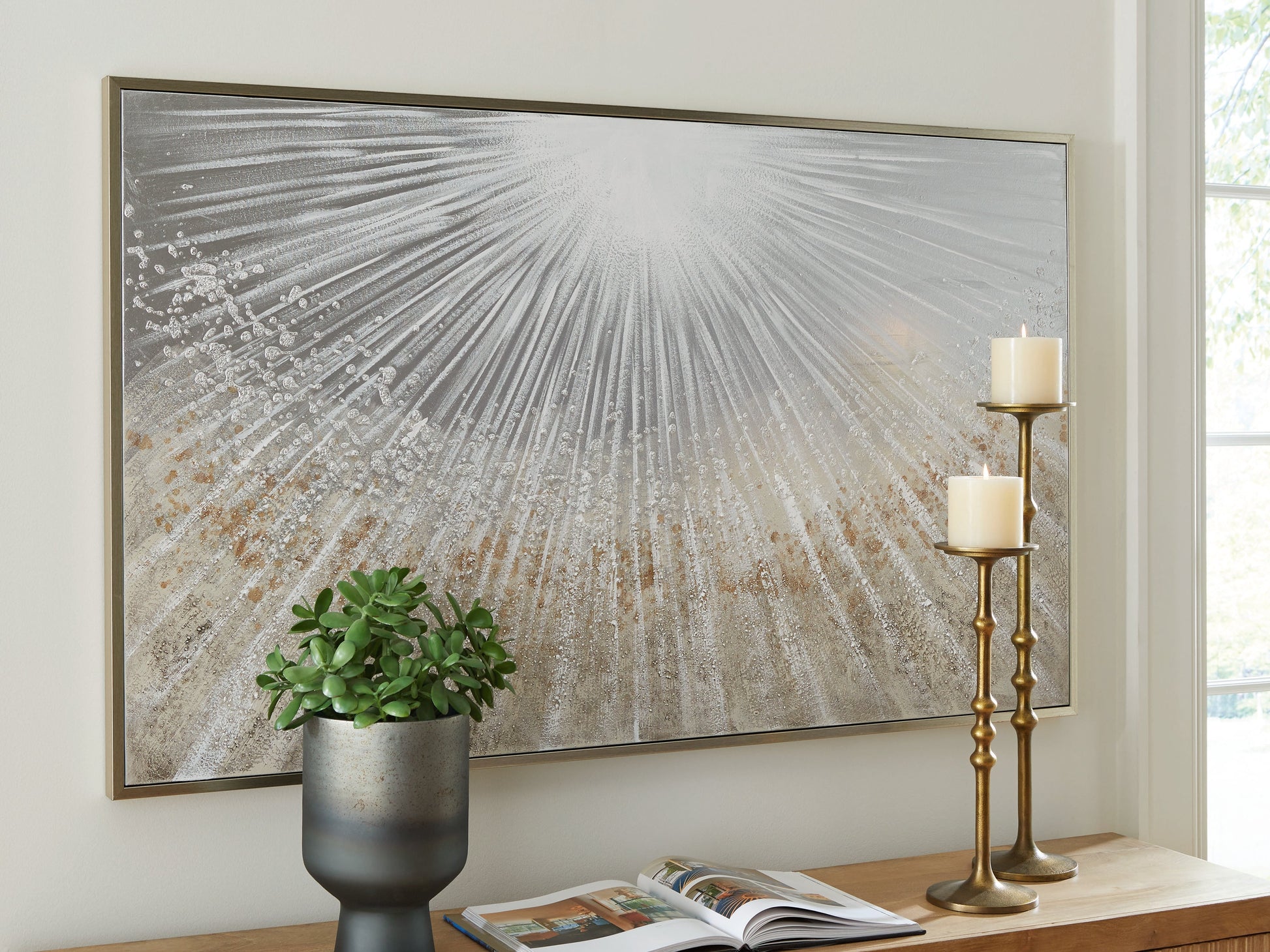 Waldard Gray/Taupe/White Wall Art- Viva Furn
