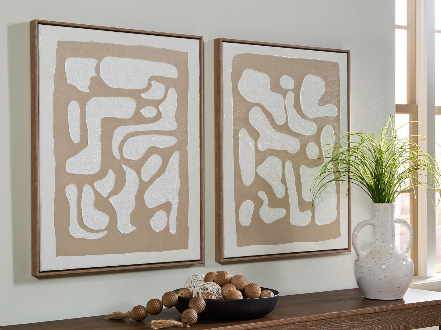 Waldett Beige/White Wall Art Set- Viva Furn