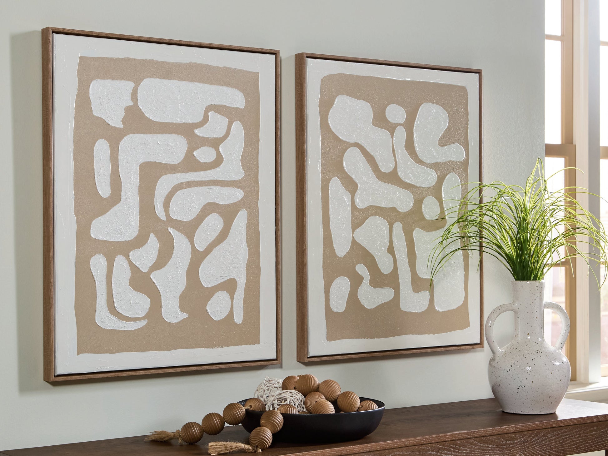 Waldett Beige/White Wall Art Set- Viva Furn