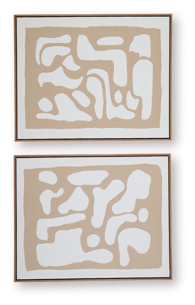 Waldett Beige/White Wall Art Set- Viva Furn