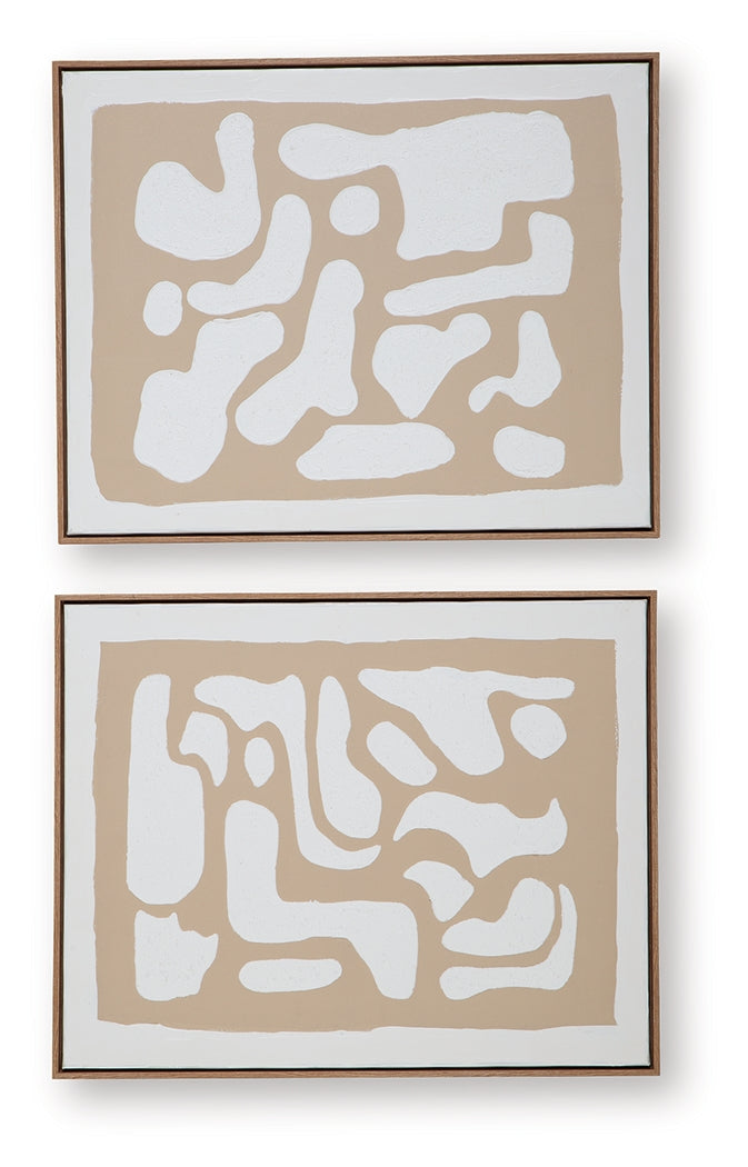 Waldett Beige/White Wall Art Set- Viva Furn