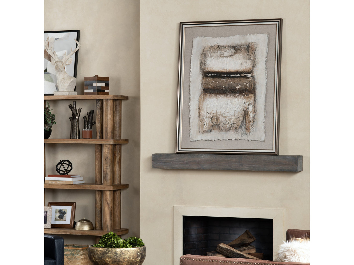 Warm Crackles Brown/Cresm Canvas - Ornate Home