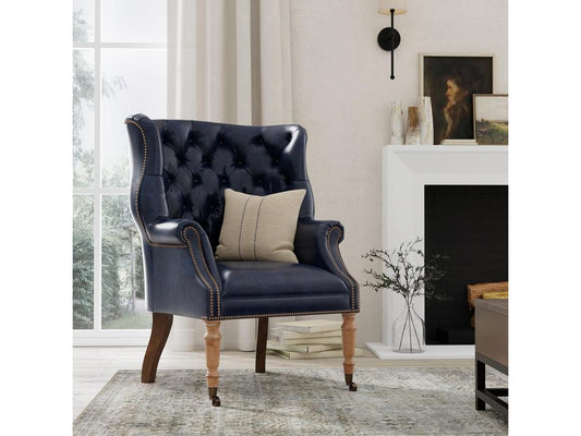 Welsh Blue Leather Chair - Ornate Home