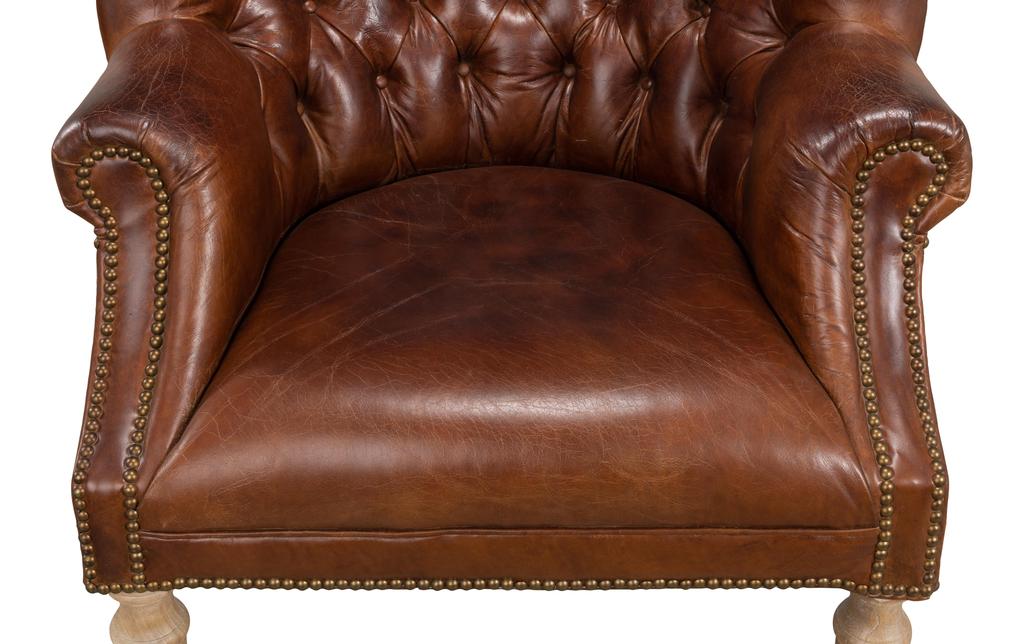 Welsh Brown Leather Chair - Ornate Home