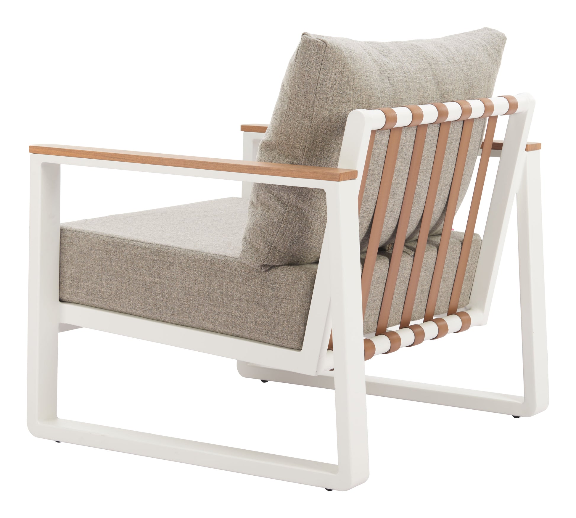 Welt Taupe & White Outdoor Armchair - Ornate Home