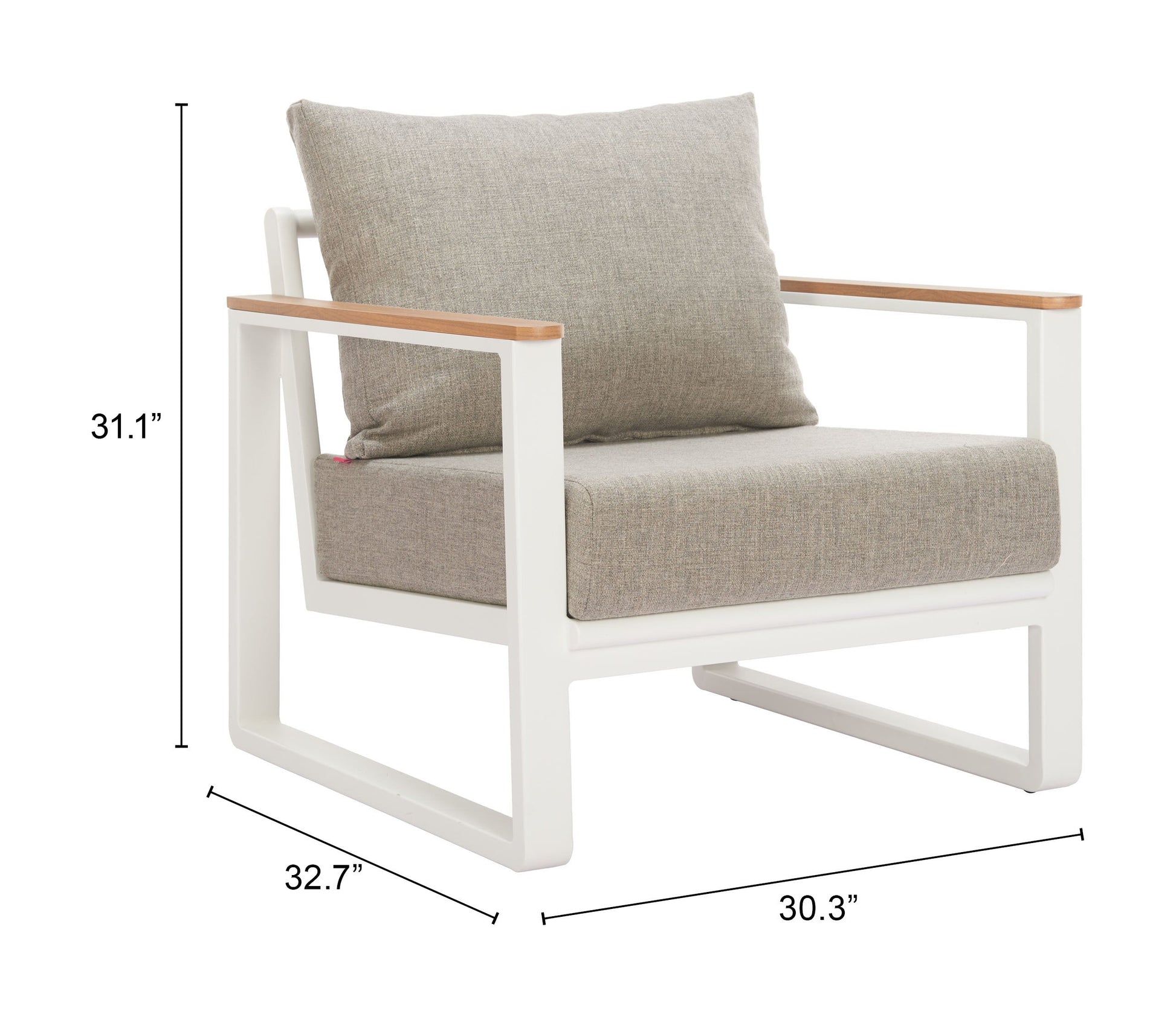Welt Taupe & White Outdoor Armchair - Ornate Home