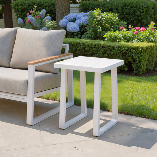 Welt White Outdoor Side Table - Ornate Home