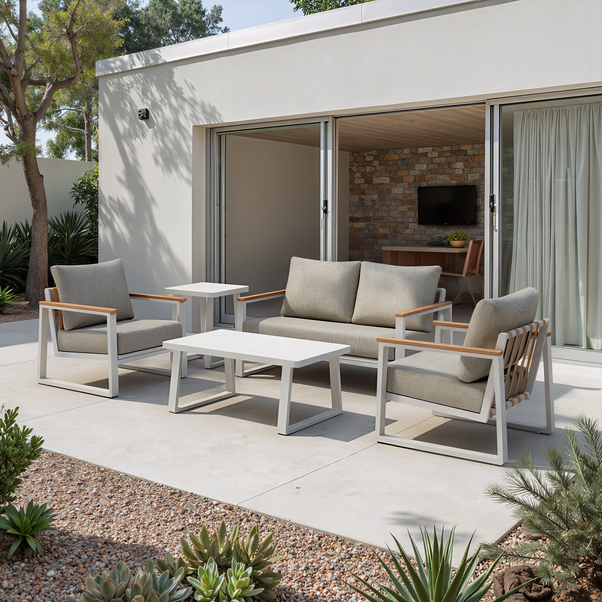 Welt White Outdoor Side Table - Ornate Home