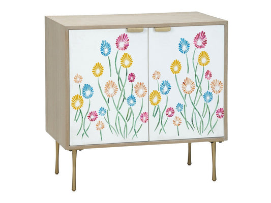 Whimsy Tan/White Two-Door Cabinet - Ornate Home