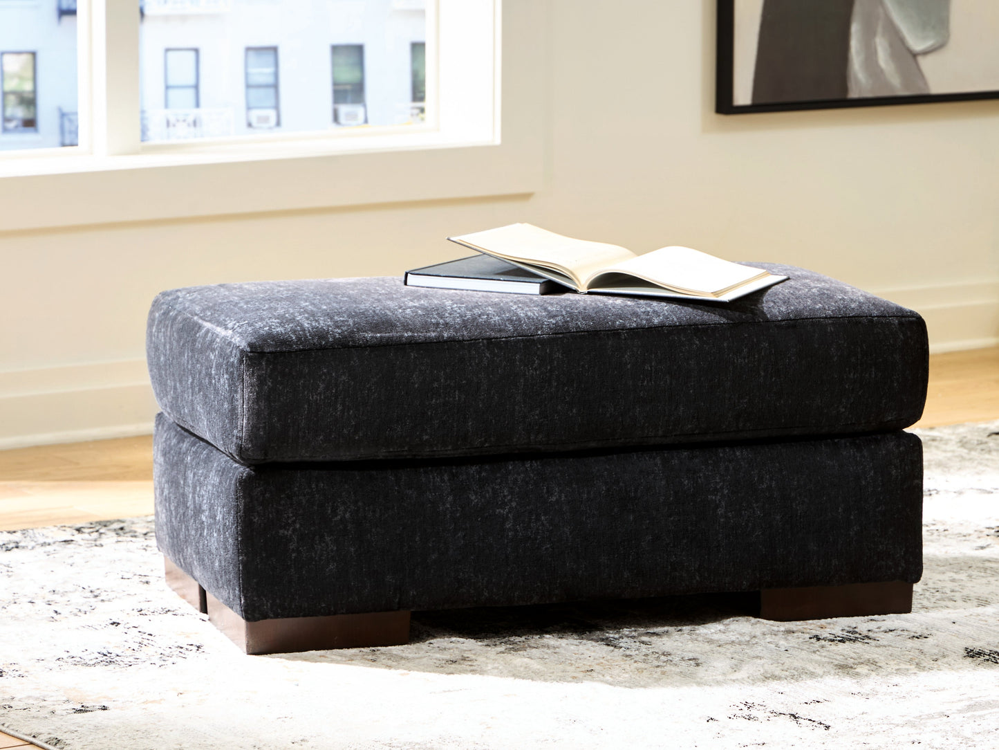 Whitmore Manor Black Pearl Ottoman- Viva Furn