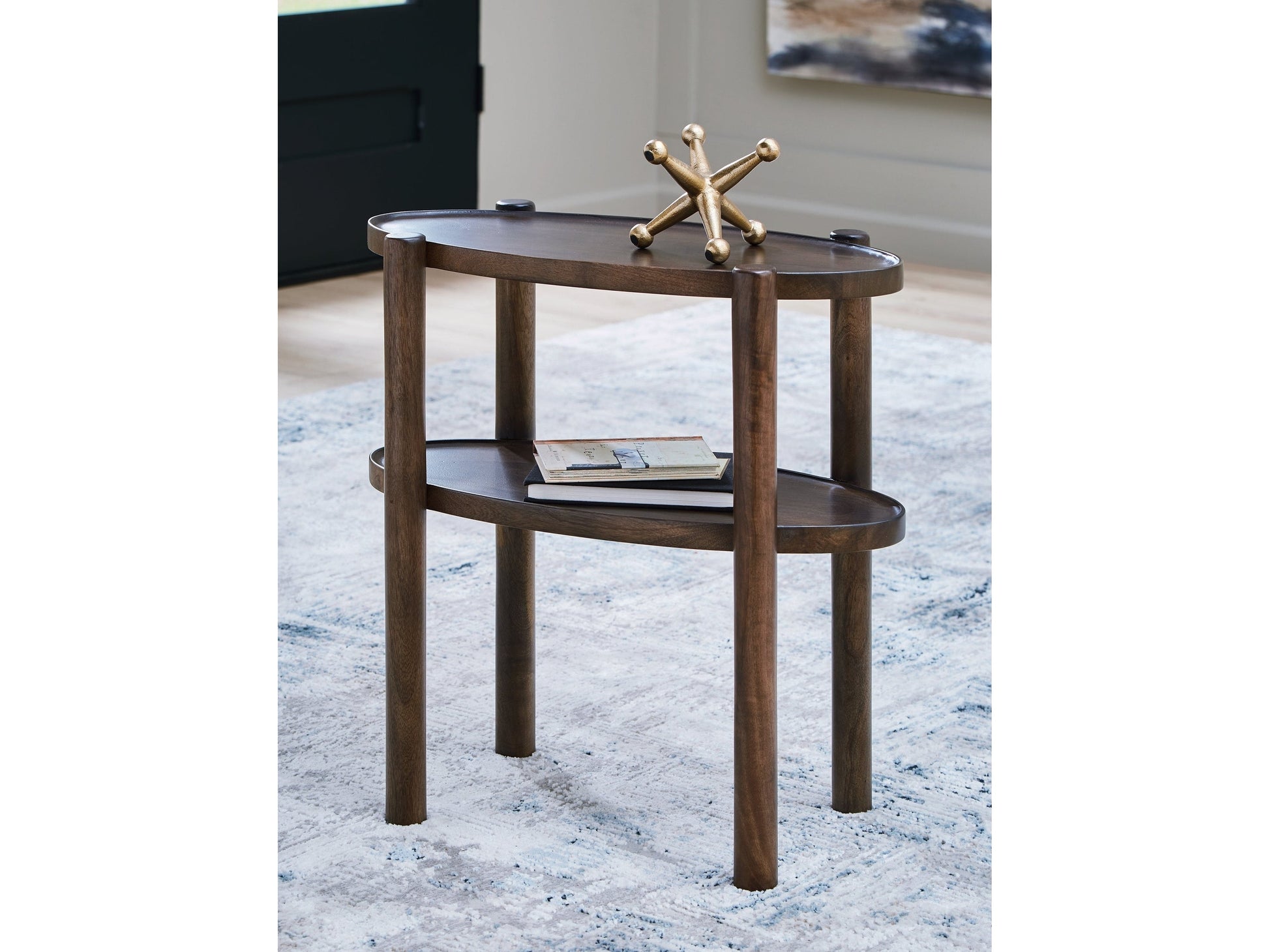 Wiattbury Gray Brown Accent Table- Viva Furn