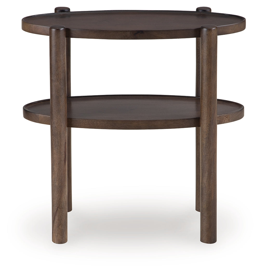 Wiattbury Gray Brown Accent Table- Viva Furn
