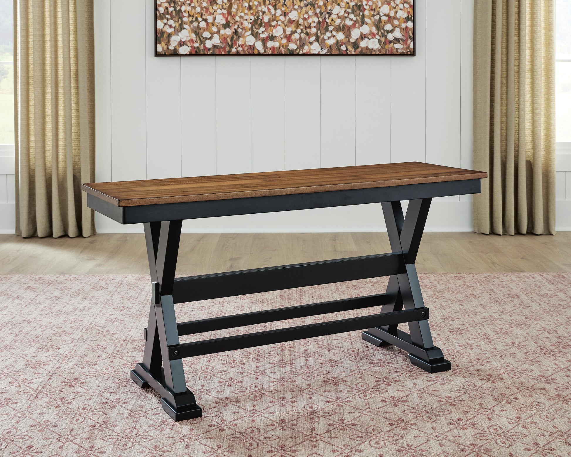 Wildenauer Brown/Black 48" Counter Height Bench- Viva Furn