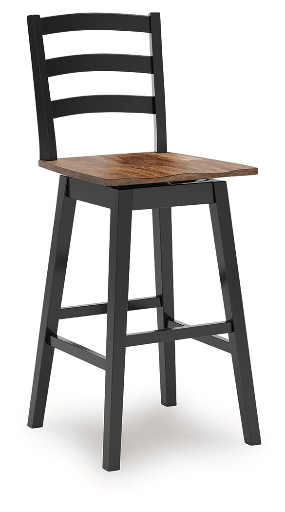Wildenauer Brown/Black Bar Height Barstool (Set of 2)- Viva Furn
