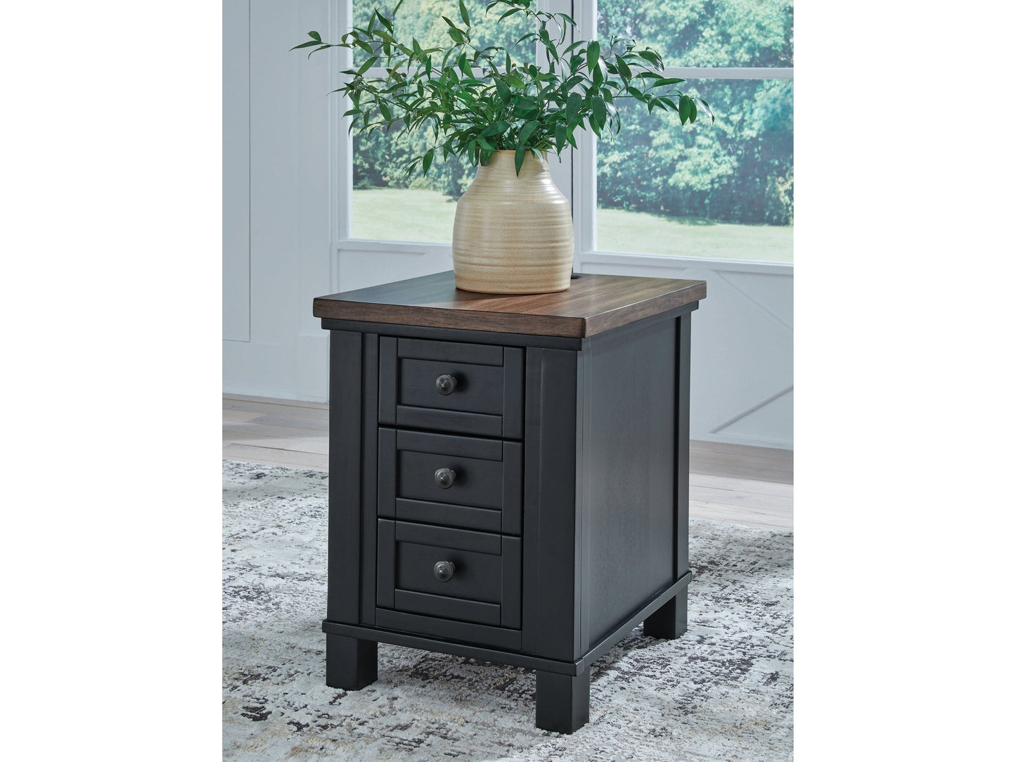 Wildenauer Brown/Black Chair Side End Table- Viva Furn