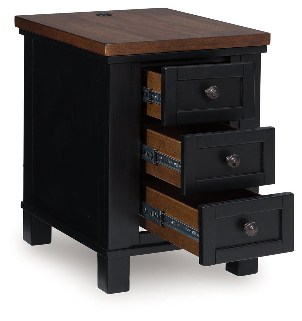 Wildenauer Brown/Black Chair Side End Table- Viva Furn