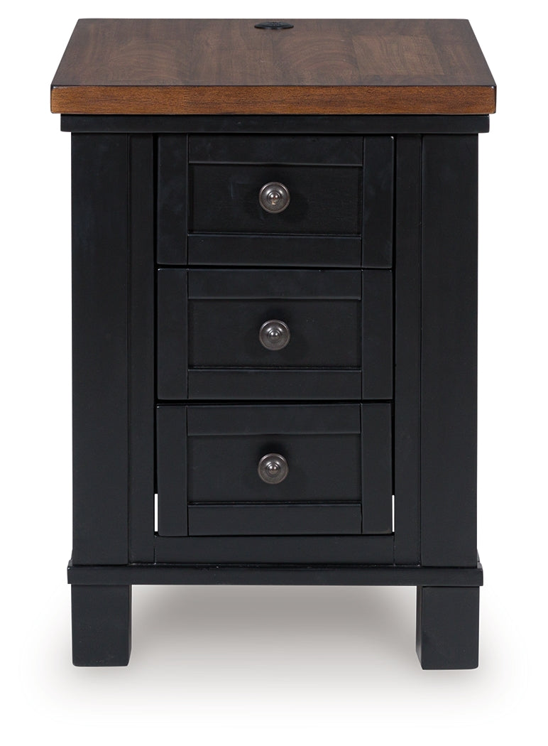 Wildenauer Brown/Black Chair Side End Table- Viva Furn