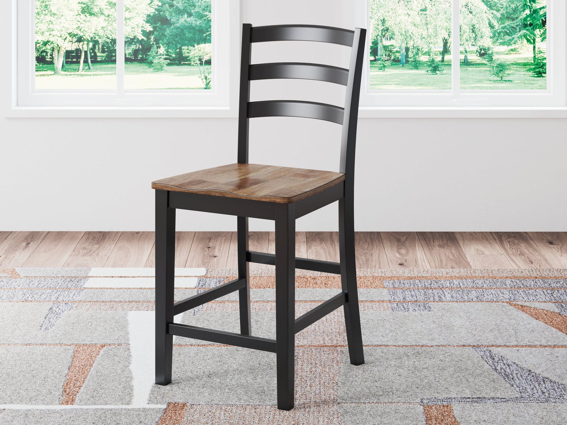 Wildenauer Brown/Black Counter Height Barstool (Set of 2)- Viva Furn
