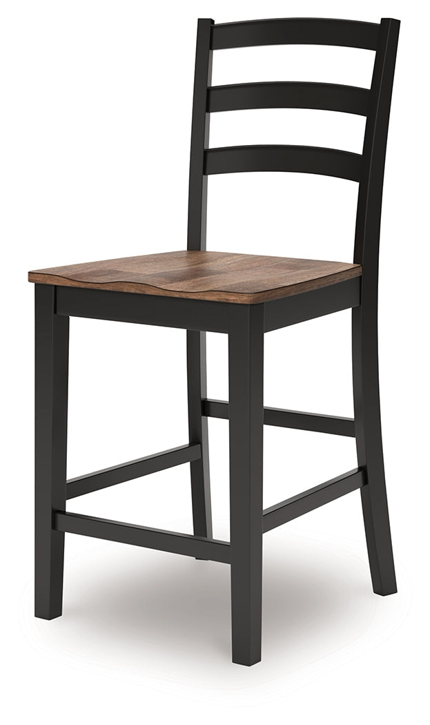 Wildenauer Brown/Black Counter Height Barstool (Set of 2)- Viva Furn