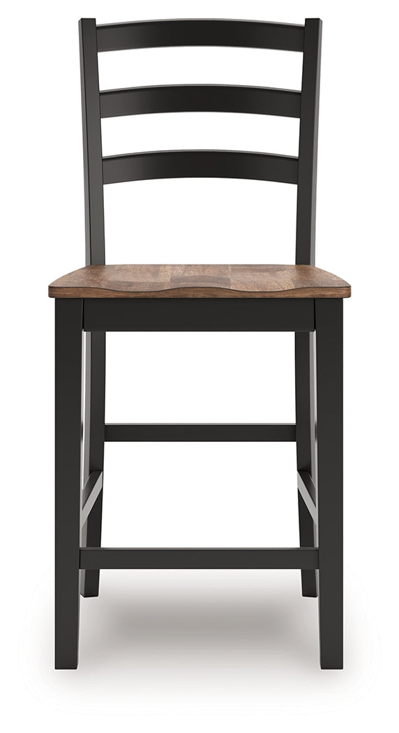 Wildenauer Brown/Black Counter Height Barstool (Set of 2)- Viva Furn