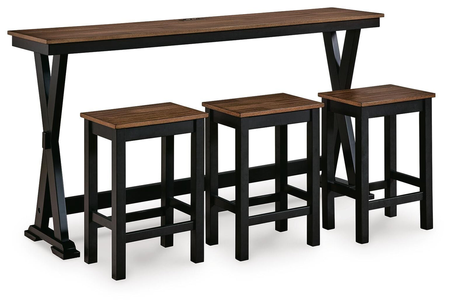 Wildenauer Brown/Black Counter Height Dining Table and 3 Barstools Set- Viva Furn