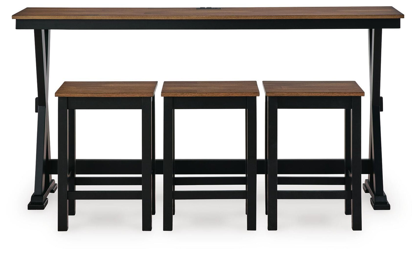 Wildenauer Brown/Black Counter Height Dining Table and 3 Barstools Set- Viva Furn