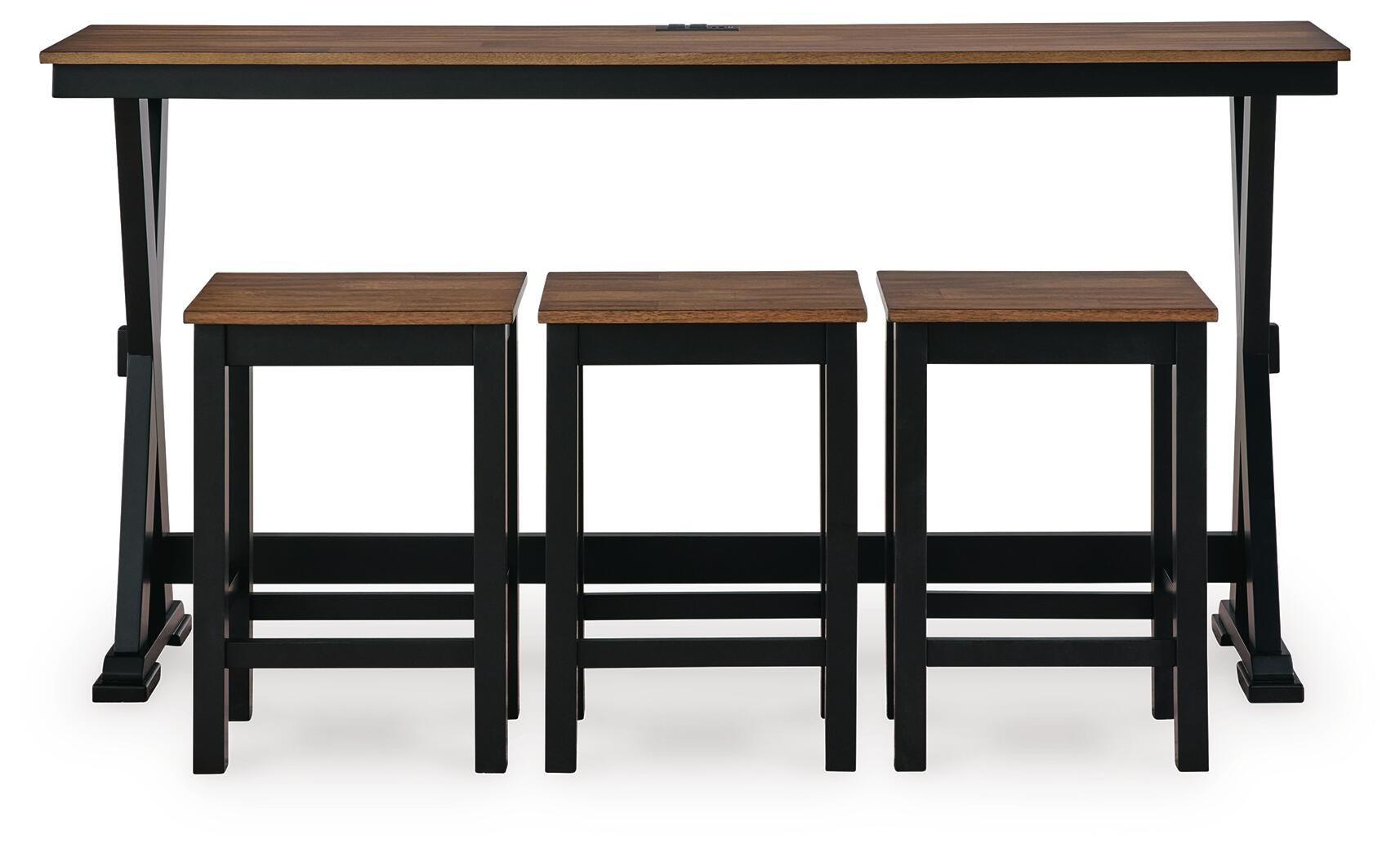 Wildenauer Brown/Black Counter Height Dining Table and 3 Barstools Set- Viva Furn