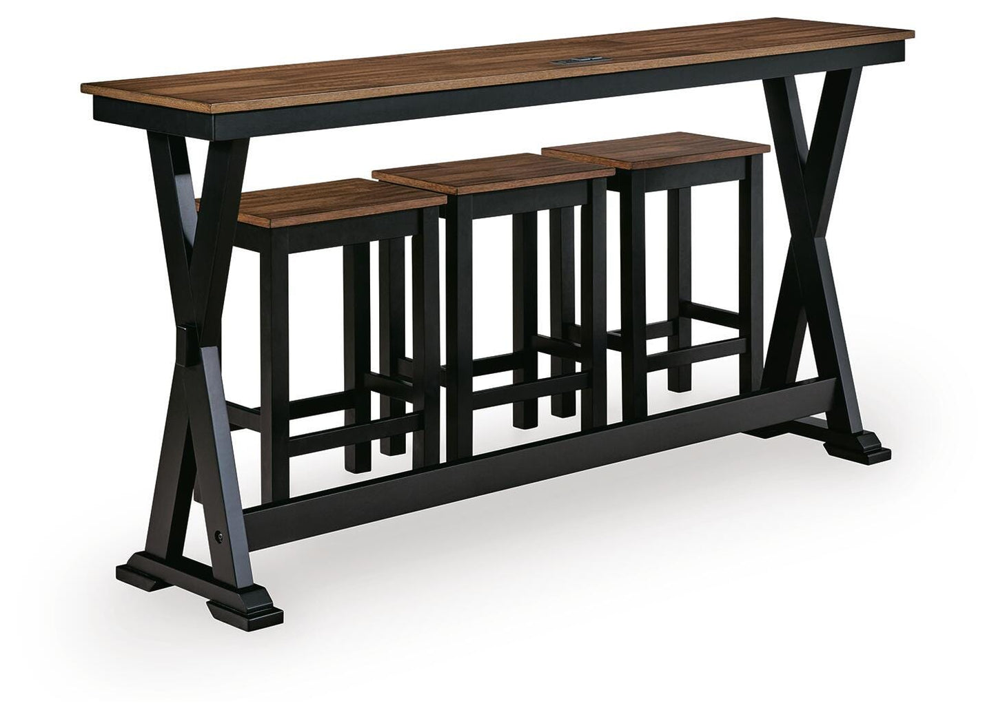 Wildenauer Brown/Black Counter Height Dining Table and 3 Barstools Set- Viva Furn