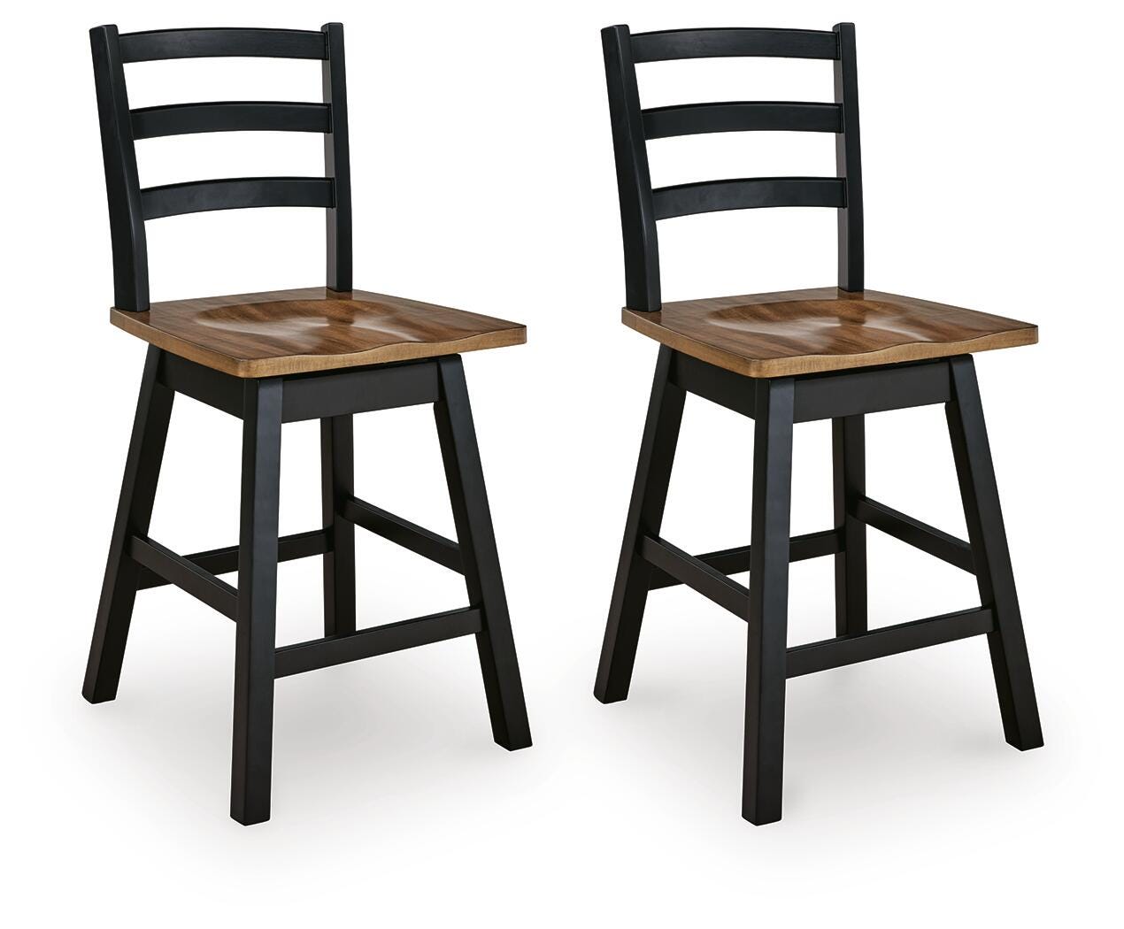 Wildenauer Brown/Black Counter Height Swivel Barstool (Set of 2)- Viva Furn
