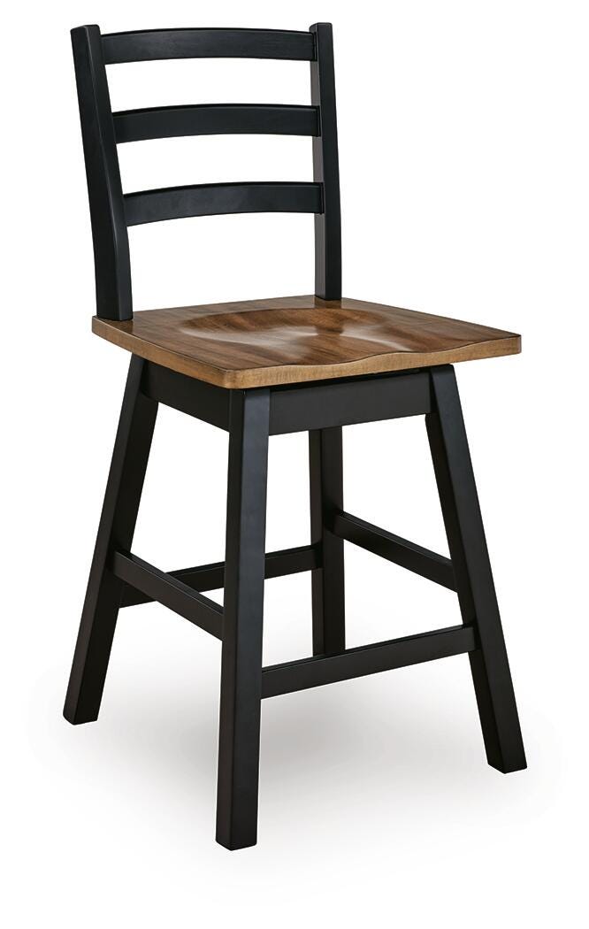 Wildenauer Brown/Black Counter Height Swivel Barstool (Set of 2)- Viva Furn