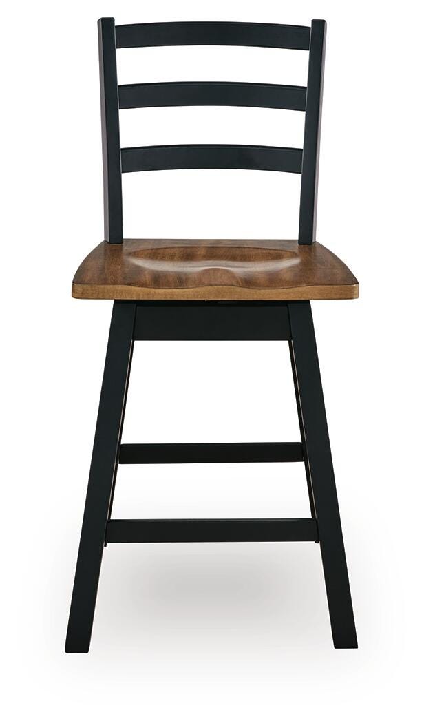 Wildenauer Brown/Black Counter Height Swivel Barstool (Set of 2)- Viva Furn