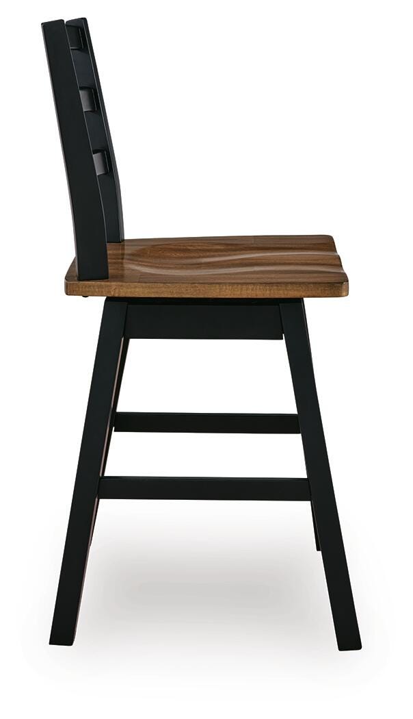 Wildenauer Brown/Black Counter Height Swivel Barstool (Set of 2)- Viva Furn