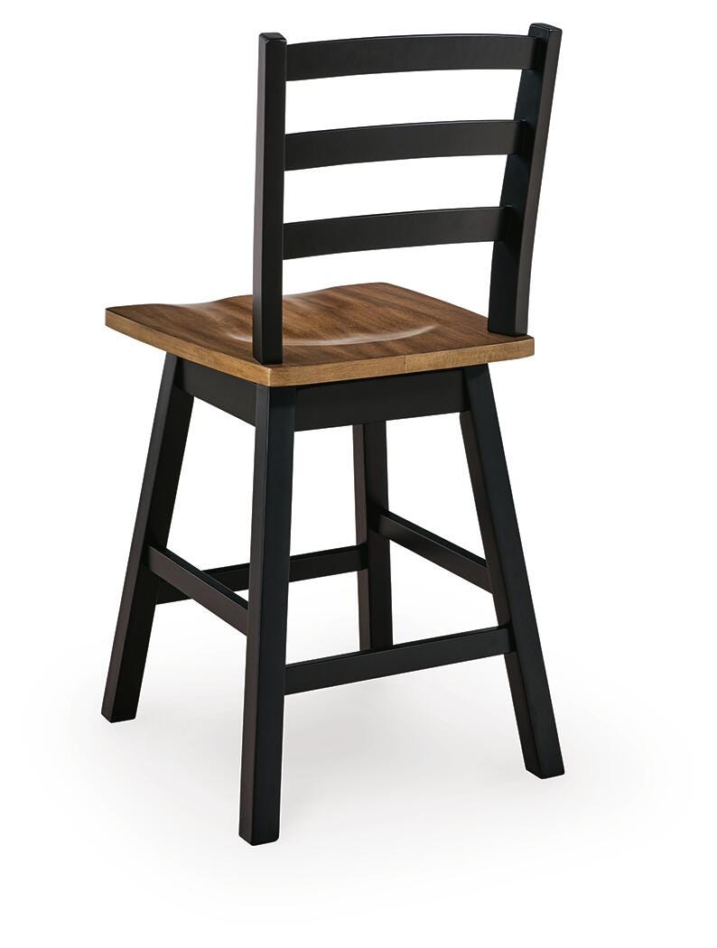 Wildenauer Brown/Black Counter Height Swivel Barstool (Set of 2)- Viva Furn