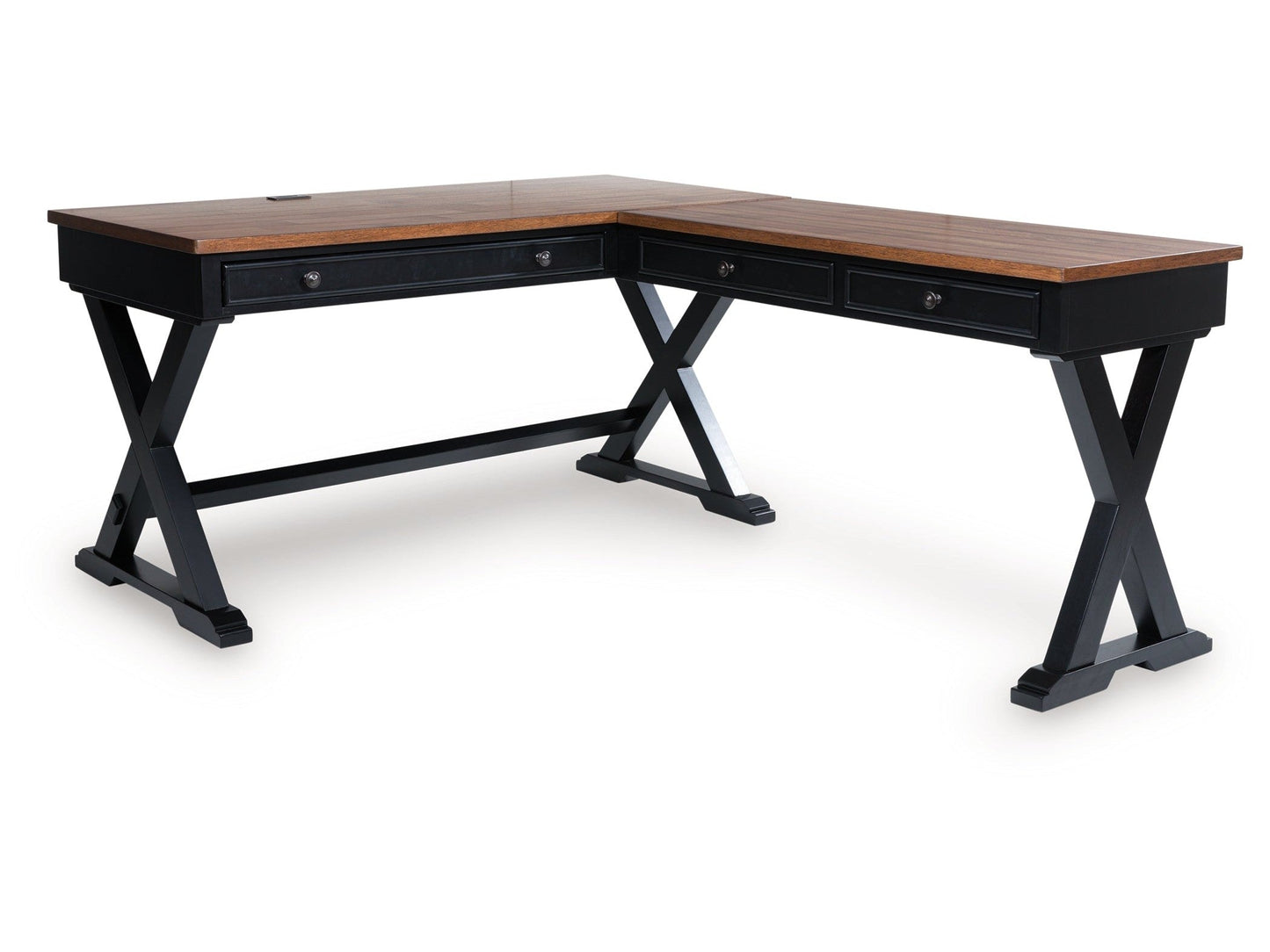 Wildenauer Brown/Black Home Office Desk (L shape)- Viva Furn