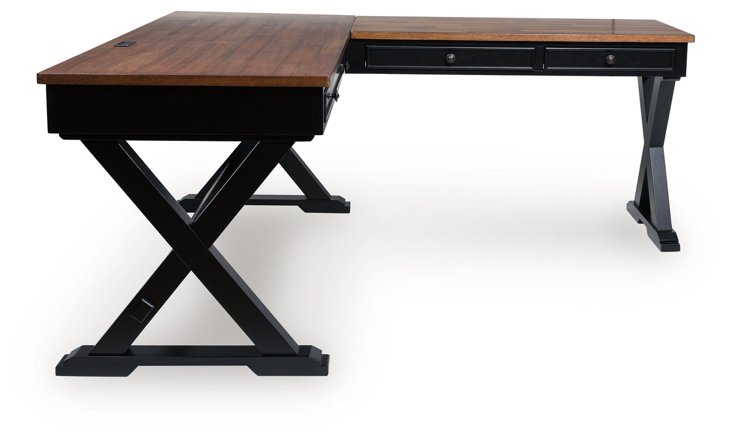 Wildenauer Brown/Black Home Office Desk (L shape)- Viva Furn