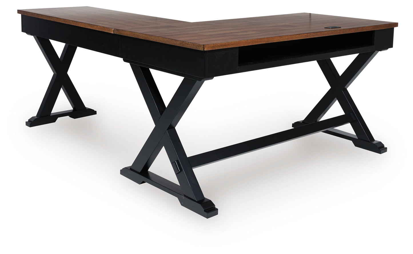 Wildenauer Brown/Black Home Office Desk (L shape)- Viva Furn
