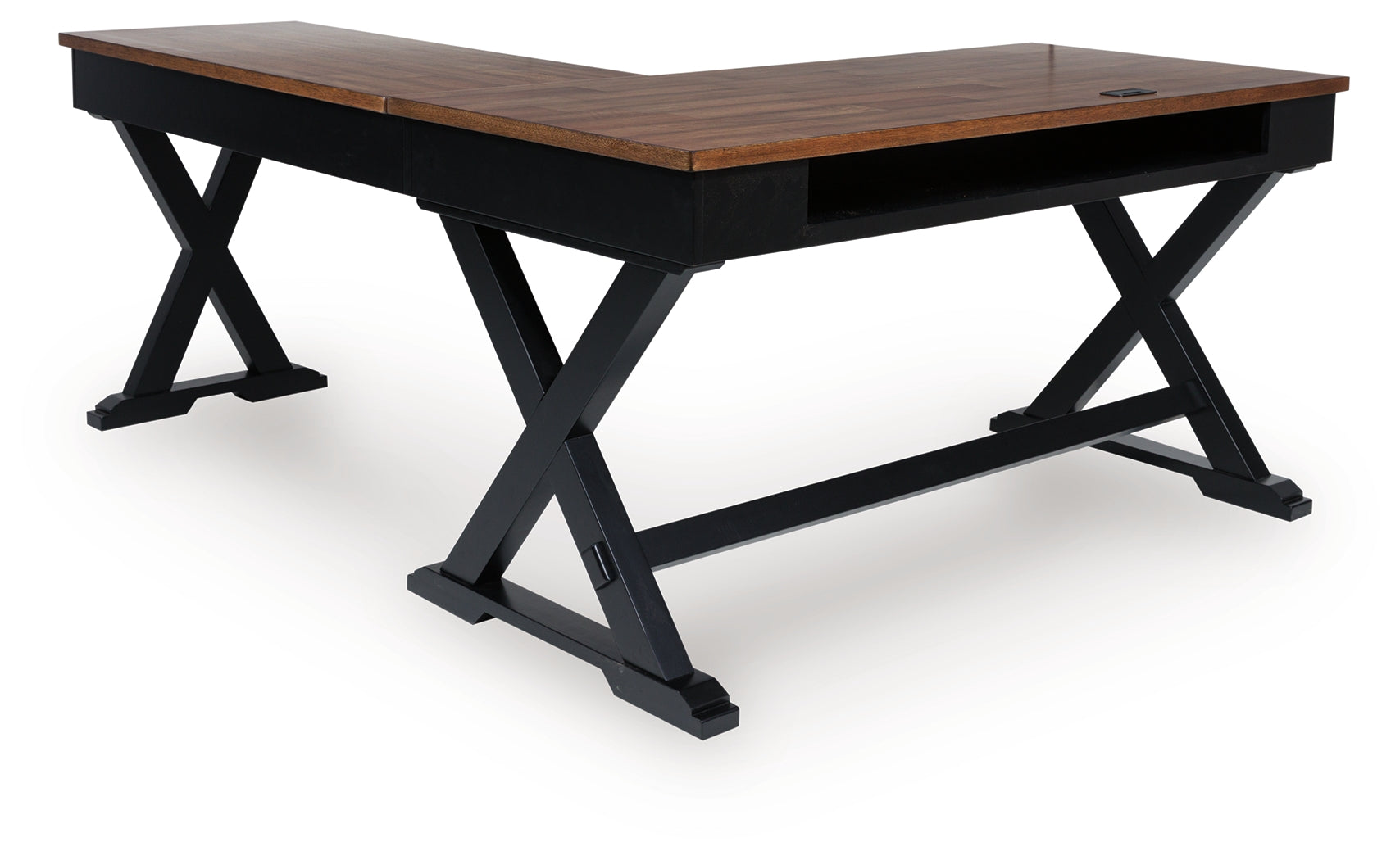 Wildenauer Brown/Black Home Office Desk (L shape)- Viva Furn