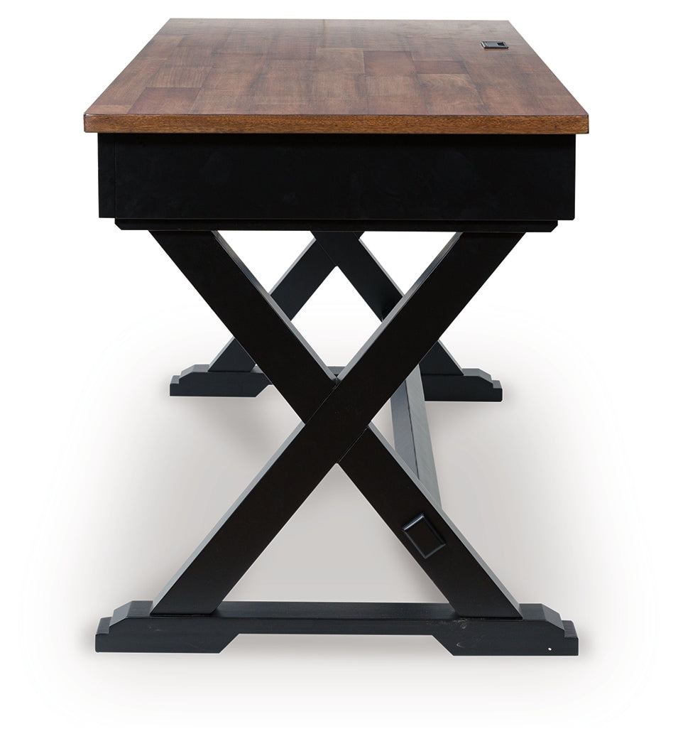 Wildenauer Brown/Black Home Office Desk- Viva Furn