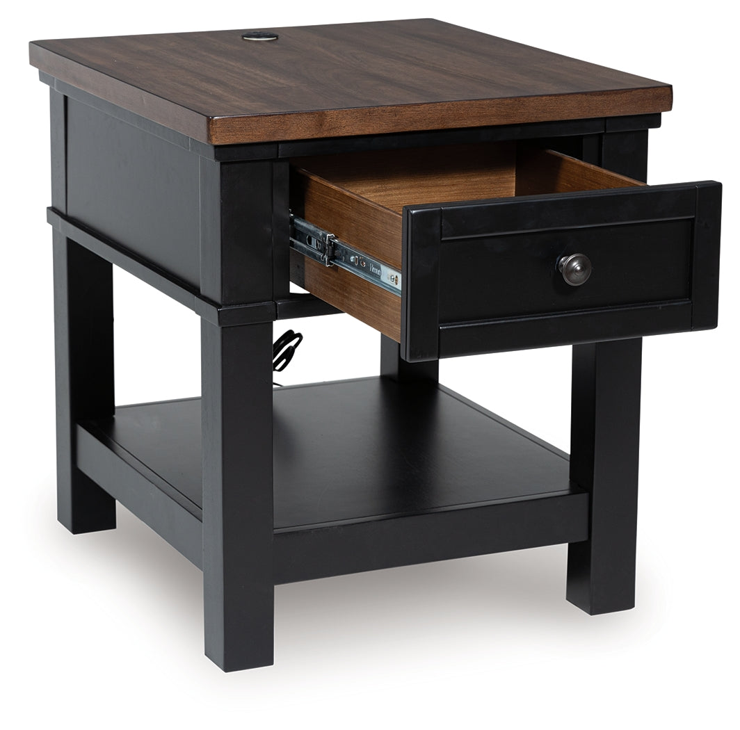 Wildenauer Brown/Black Rectangular End Table- Viva Furn