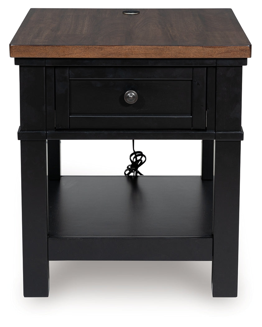 Wildenauer Brown/Black Rectangular End Table- Viva Furn