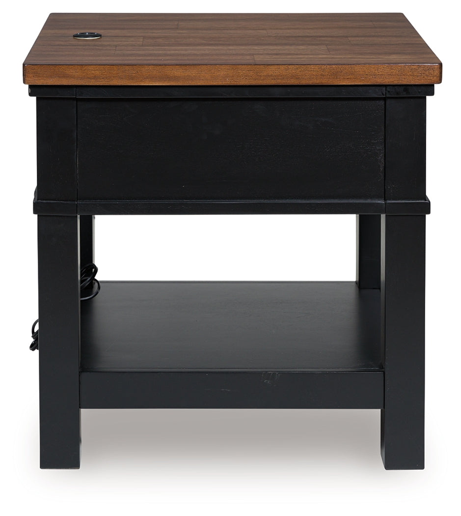 Wildenauer Brown/Black Rectangular End Table- Viva Furn
