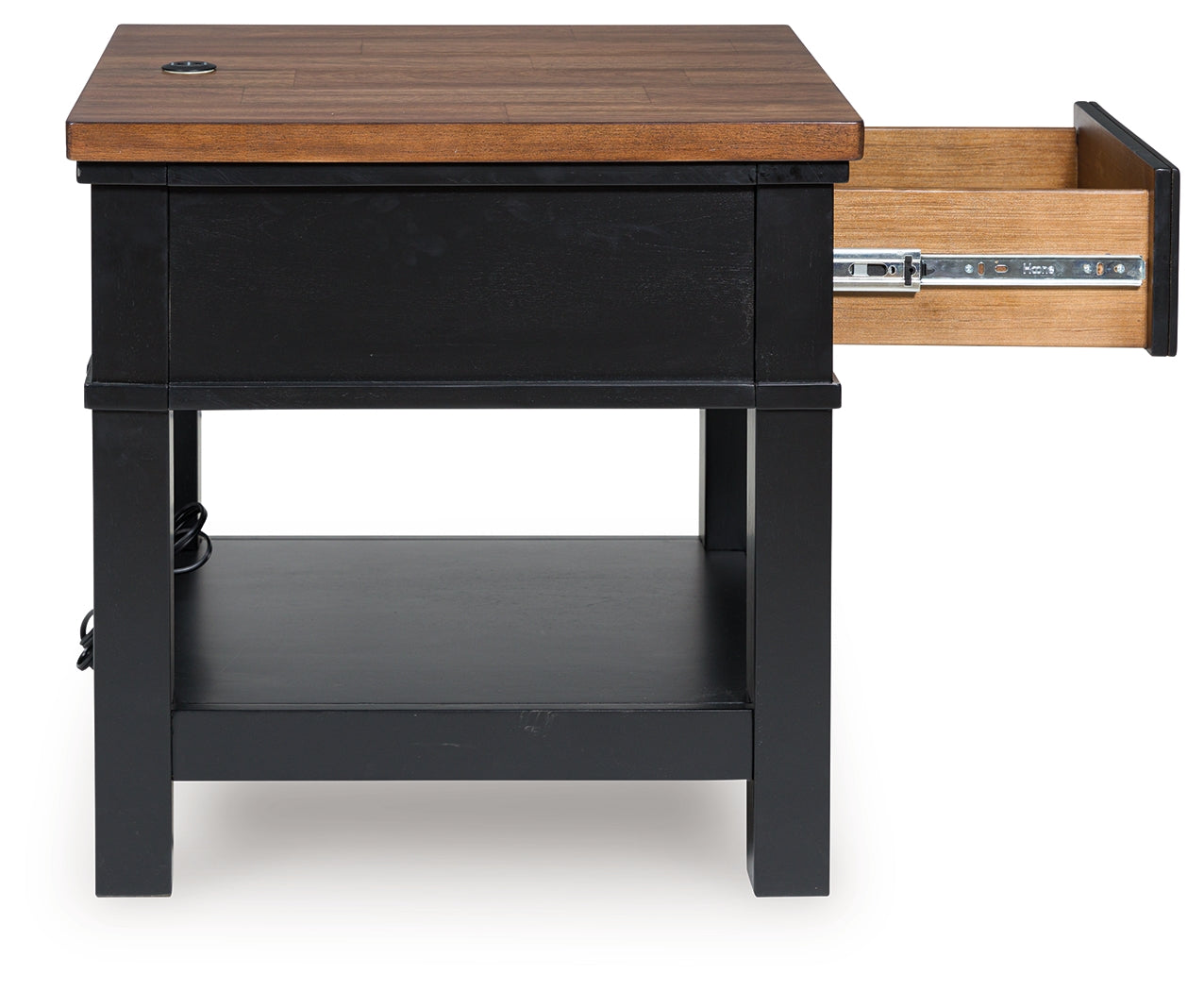 Wildenauer Brown/Black Rectangular End Table- Viva Furn
