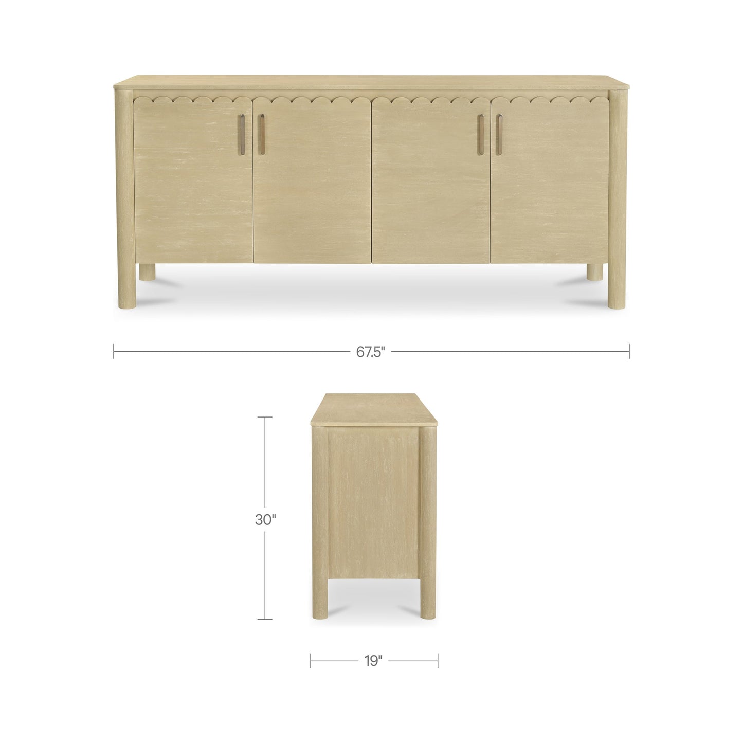 Wiley Natural 4 Door Sideboard - Ornate Home