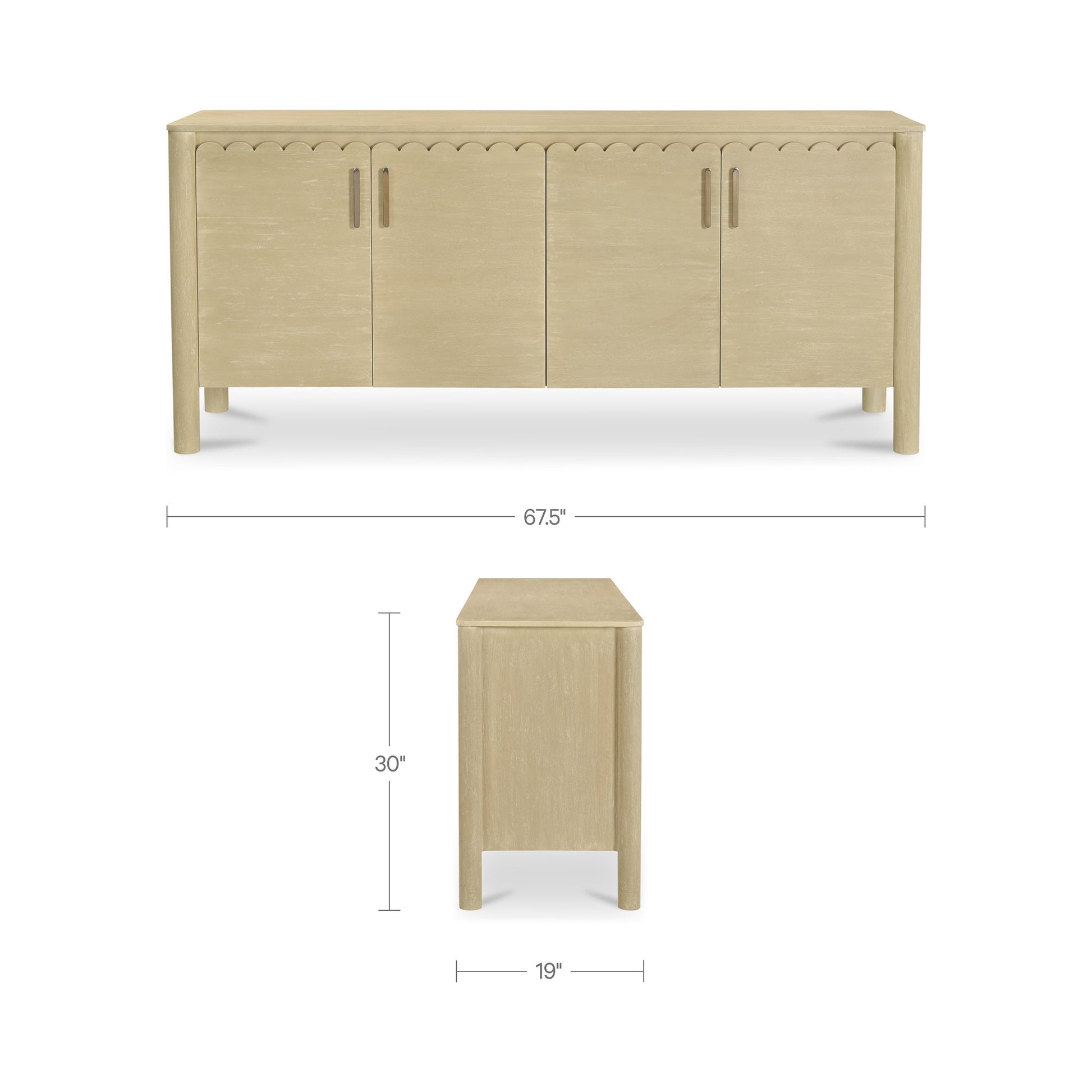 Wiley Natural 4 Door Sideboard - Ornate Home