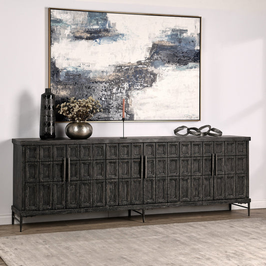 Willmark Timeworn Black 6 Door Cabinet - Ornate Home