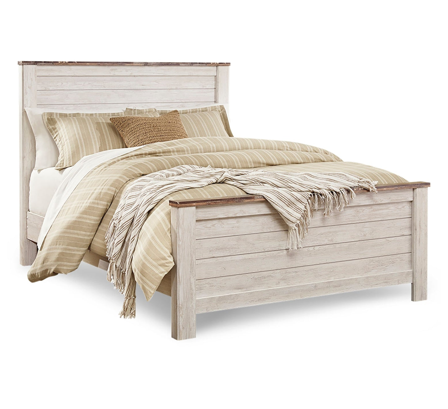 Willowton Whitewash Queen Panel Bed- Viva Furn
