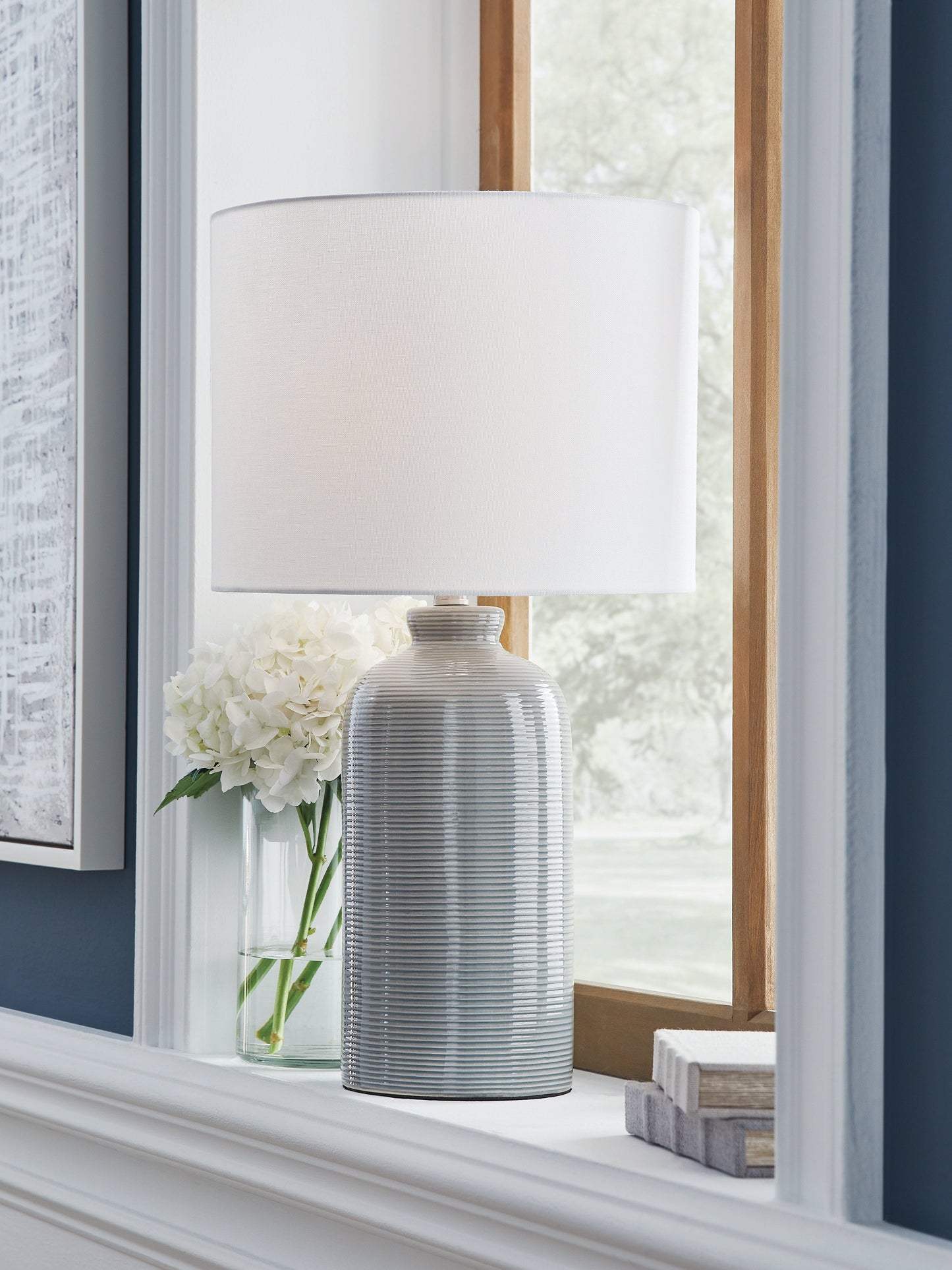 Wimlow Gray Blue Table Lamp- Viva Furn